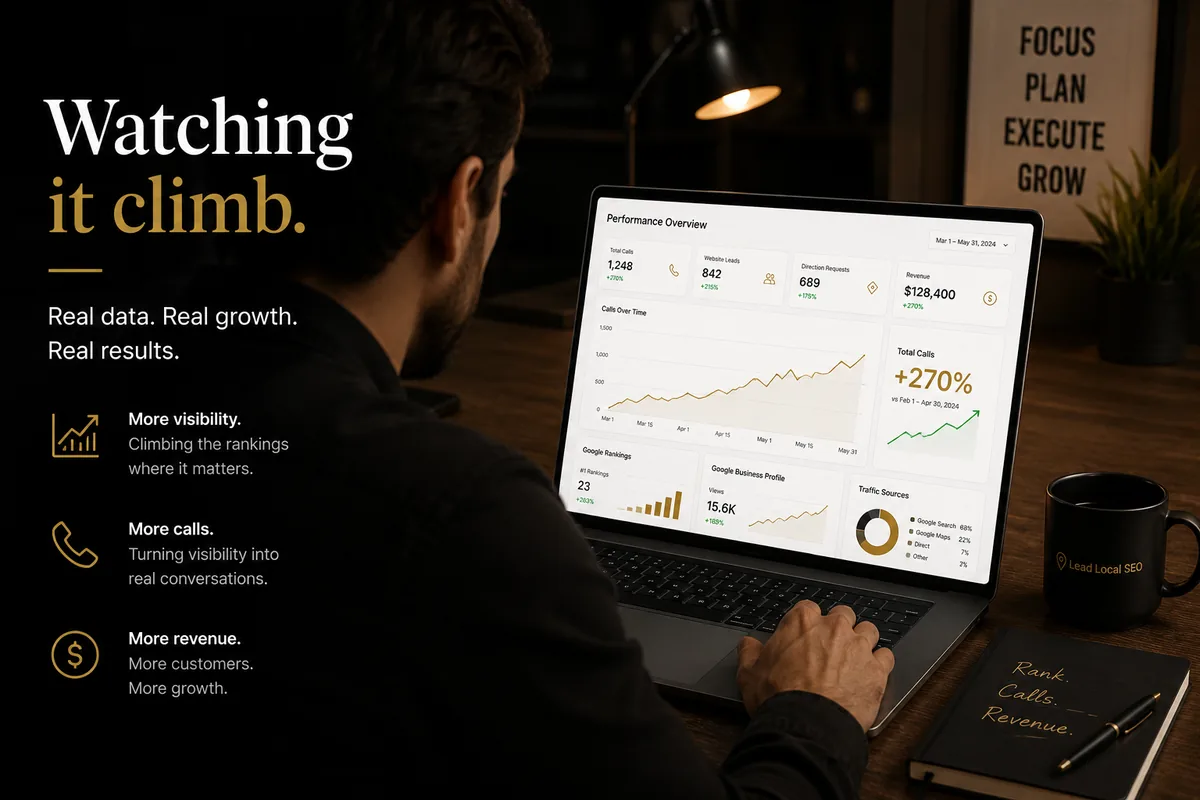 Watching rankings, traffic and conversions climb on the dashboard
